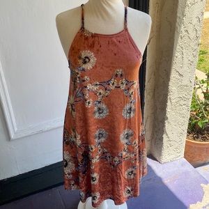Wishlist Velour Orange Floral Dress Size Medium